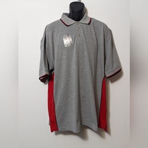 NWOT Men's Spike Sports Golf Polo Shirt Gray and Red Size XL